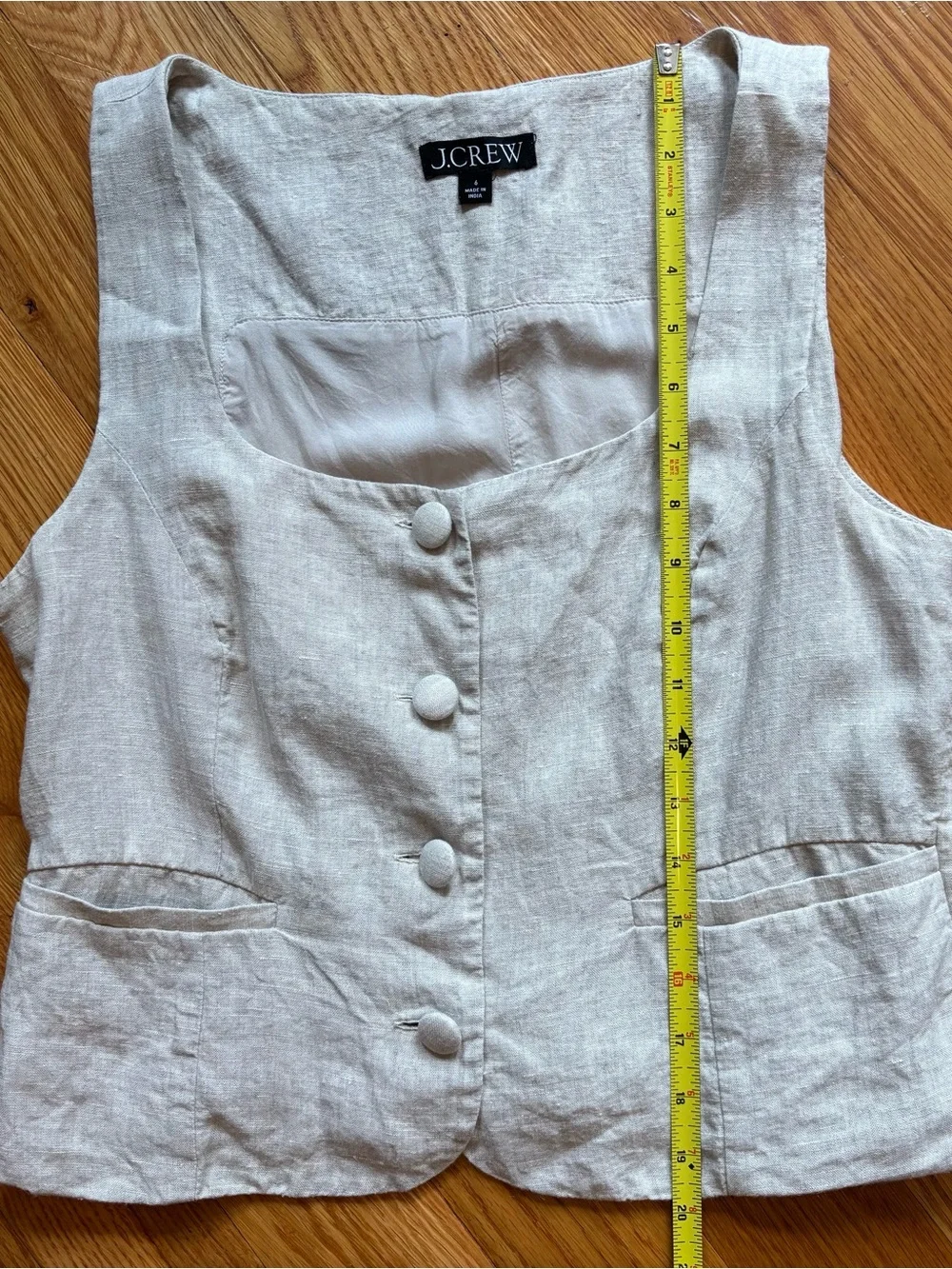 J.Crew Women's Cream Linen Button-Front Tank Vest